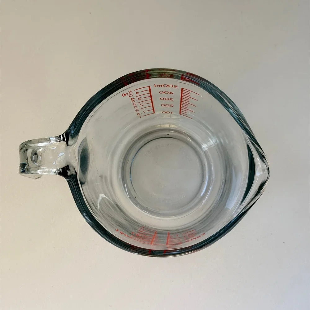 Vintage 2 Cup Measuring‎ Cup 16oz Clear Glass Kitchenware Red Markings USA
